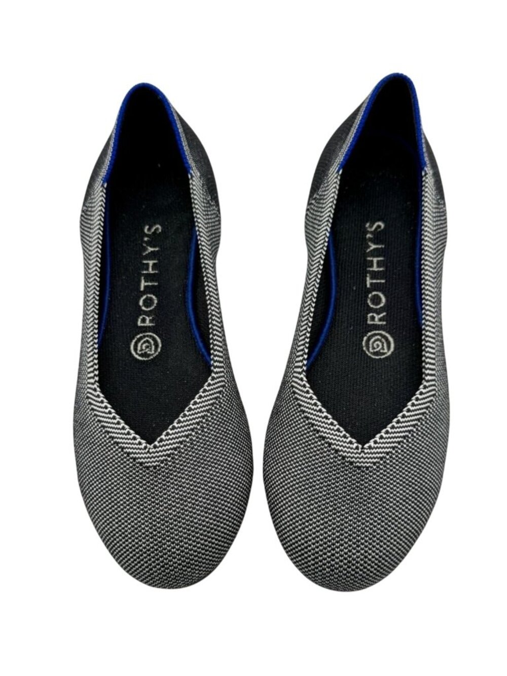 Rothy's The Flat Cloud Grey Birdseye Round Toe Ballet Grey White Size 7.5